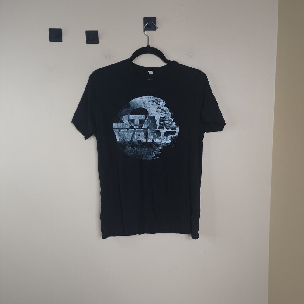 WeLoveFine Star Wars Logo Death Star Short Sleeve Tee Black Size M